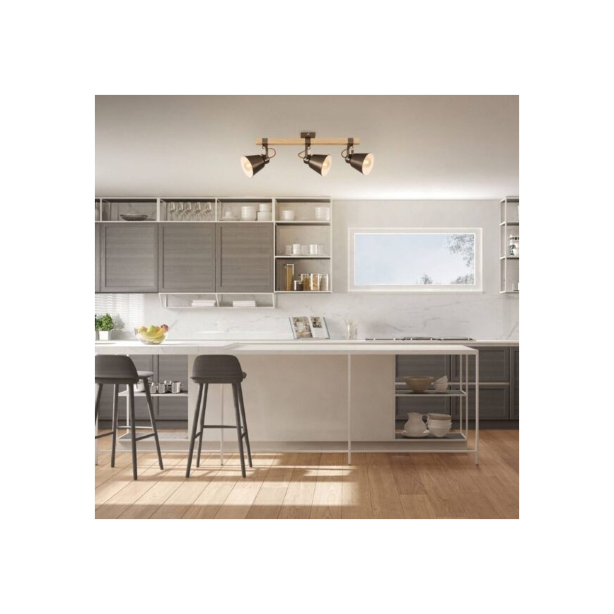 Φωτιστικό σποτ RETRO 3xE27/40W/230V καφέ