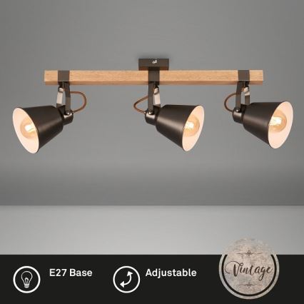 Φωτιστικό σποτ RETRO 3xE27/40W/230V καφέ