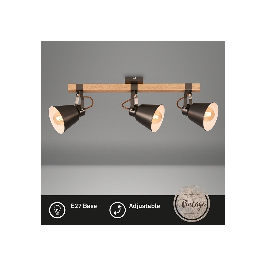 Φωτιστικό σποτ RETRO 3xE27/40W/230V καφέ