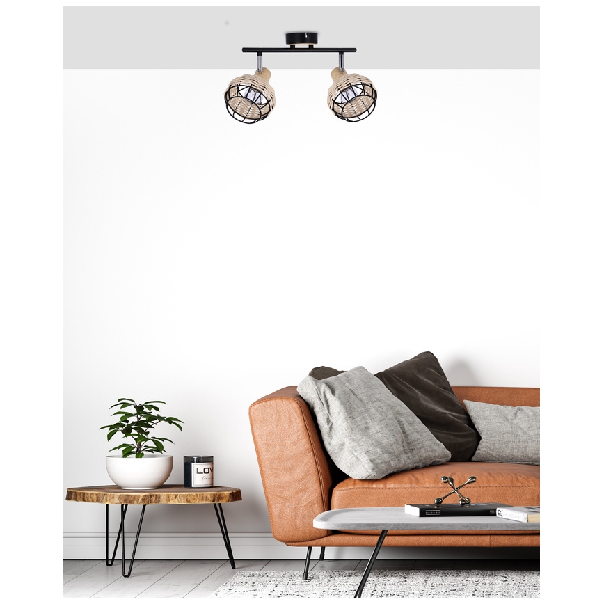 Φωτιστικό σποτ TAJGA 2xE14/40W/230V rattan/μαύρο