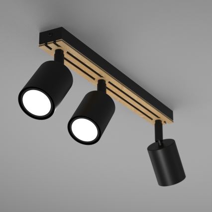 Φωτιστικό σποτ TERRA 3xGU10/8W/230V μαύρο/δρυς