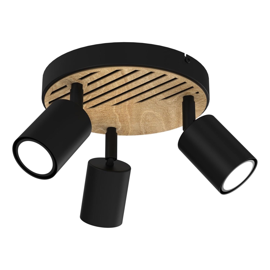 Φωτιστικό σποτ TERRA 3xGU10/8W/230V μαύρο/δρυς