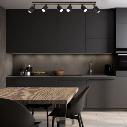 Φωτιστικό σποτ TERRA 6xGU10/8W/230V μαύρο/δρυς