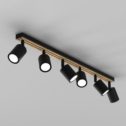 Φωτιστικό σποτ TERRA 6xGU10/8W/230V μαύρο/δρυς