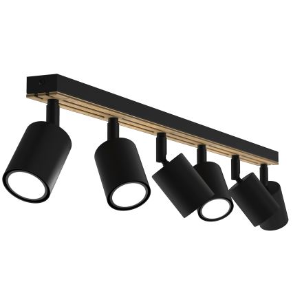 Φωτιστικό σποτ TERRA 6xGU10/8W/230V μαύρο/δρυς
