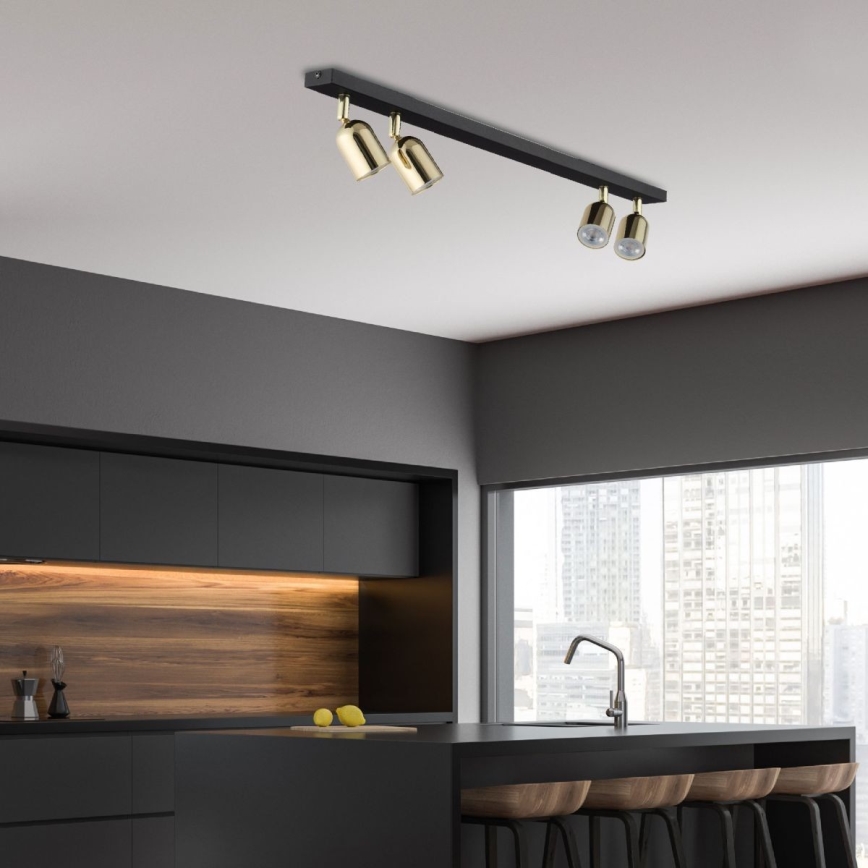 Φωτιστικό σποτ TOP 4xGU10/10W/230V μαύρο/χρυσαφί