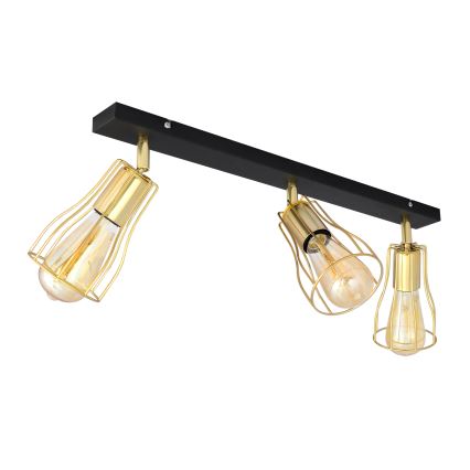Φωτιστικό σποτ TUBE 3xE27/15W/230V χρυσαφί/μαύρο