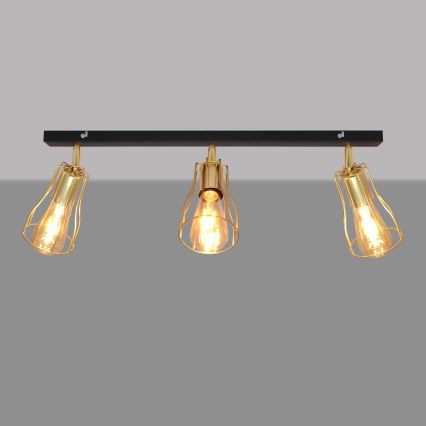 Φωτιστικό σποτ TUBE 3xE27/15W/230V χρυσαφί/μαύρο