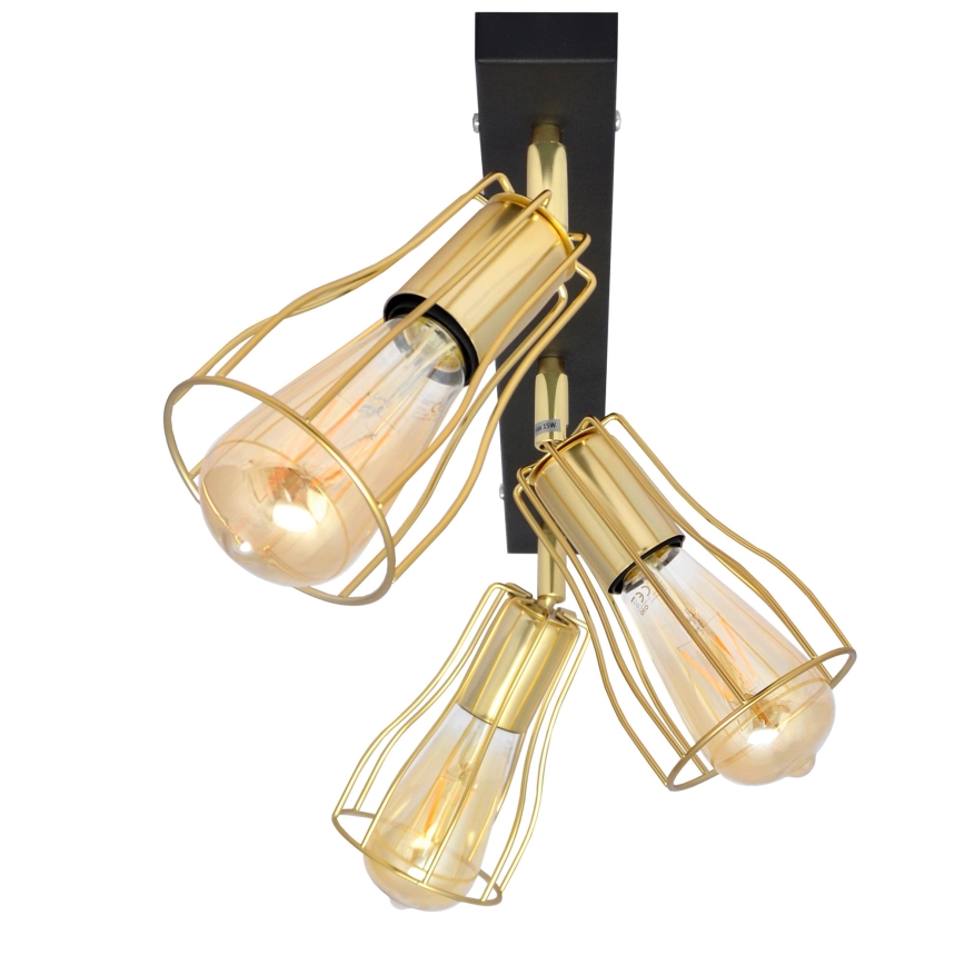 Φωτιστικό σποτ TUBE 3xE27/15W/230V χρυσαφί/μαύρο