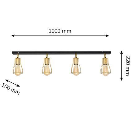 Φωτιστικό σποτ TUBE 4xE27/15W/230V χρυσαφί/μαύρο