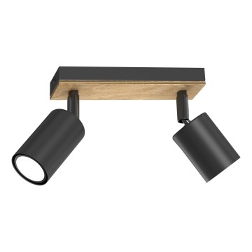 Φωτιστικό σποτ TULON 2xGU10/8W/230V μαύρο/δρυς