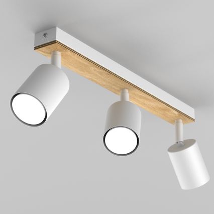 Φωτιστικό σποτ TULON 3xGU10/8W/230V λευκό/δρυς