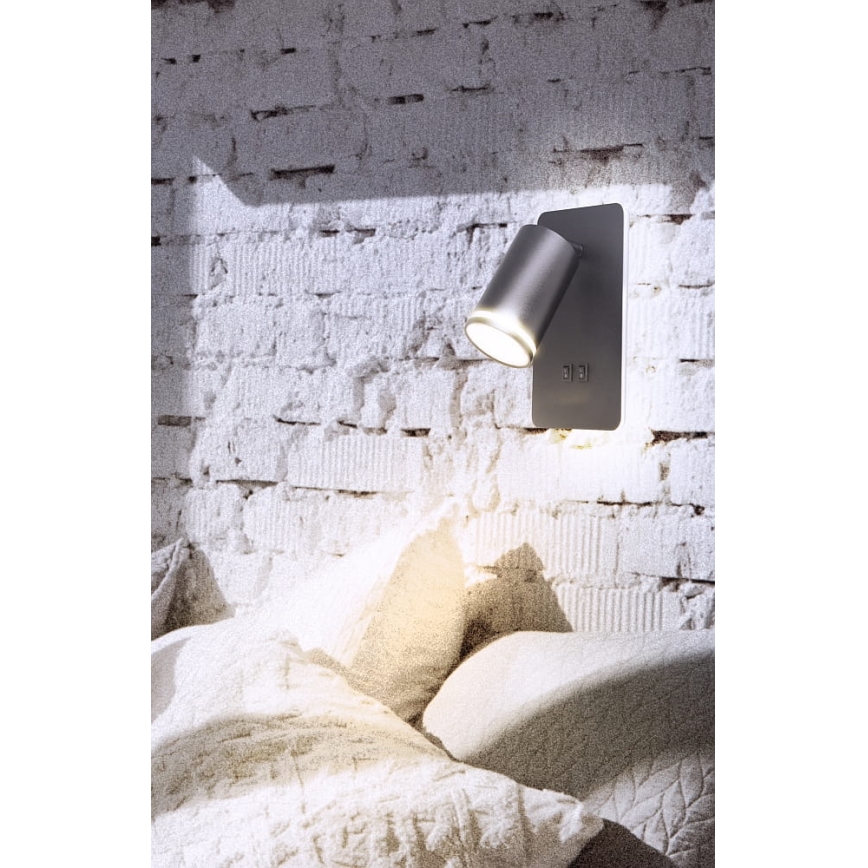 Φωτιστικό σποτ τοίχου LED ΠΑΡΙΣΙ 1xGU10/10W/230V + LED/6W/230V μαύρο