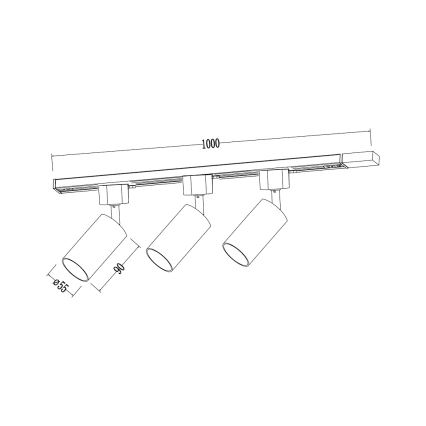 Φωτιστικό σποτ για σύστημα ράγας TIGER 3xGU10/10W/230V, μαύρο