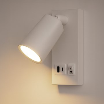Φωτιστικό σποτ τοίχου LED με USB CHARGE LED/5W/230V λευκό
