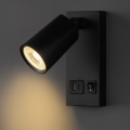Φωτιστικό σποτ τοίχου LED με USB CHARGE LED/5W/230V μαύρο