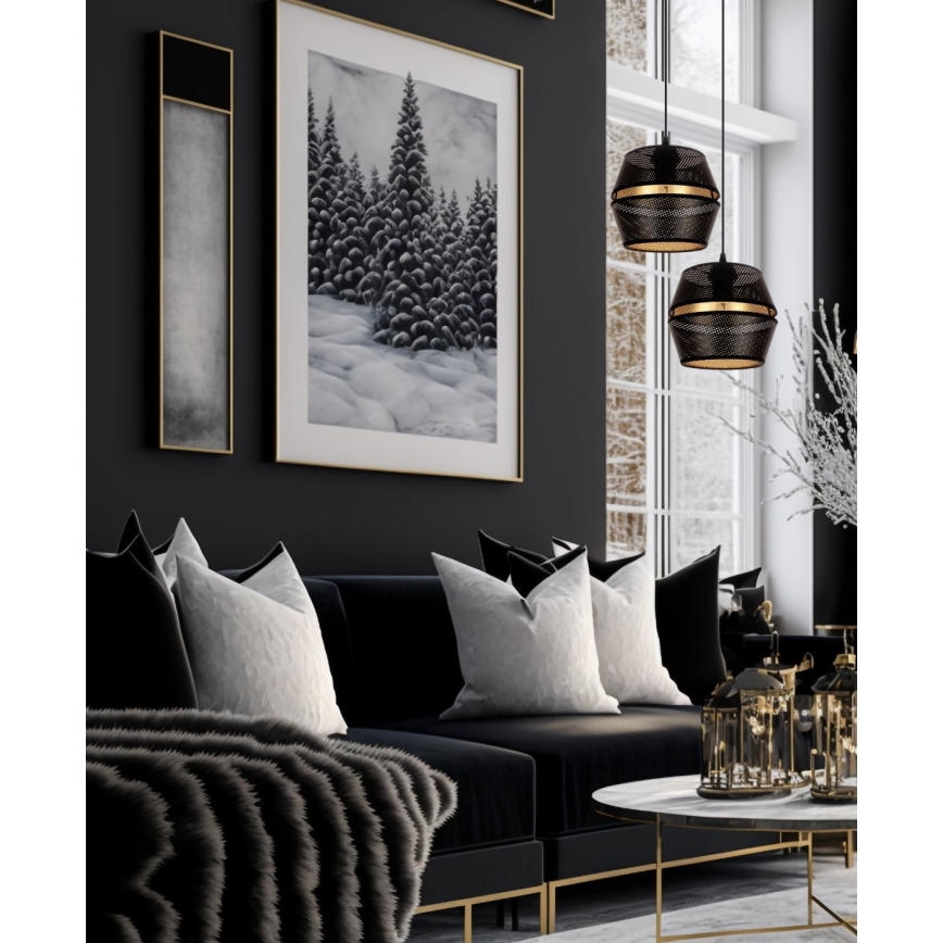 Φωτιστικό οροφής με καλώδιο PARIS 2xE27/60W/230V μαύρο/χρυσό