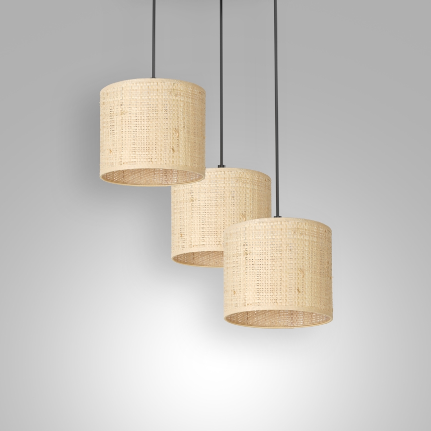 Φωτιστικό οροφής με καλώδιο RATTAN 3xE27/60W/230V ρατάν