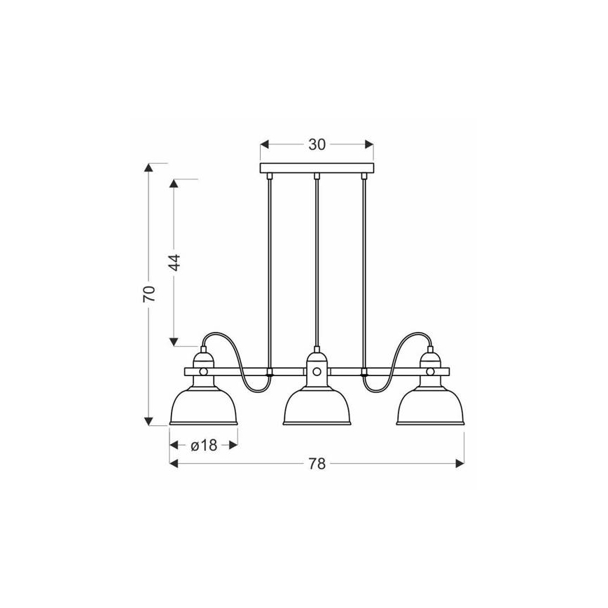 Φωτιστικό οροφής με καλώδιο RENO 3xE27/40W/230V μαύρο/καφέ