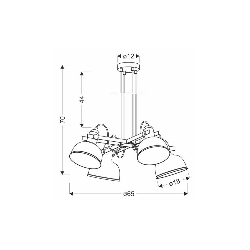 Φωτιστικό οροφής με καλώδιο RENO 4xE27/40W/230V μαύρο/καφέ
