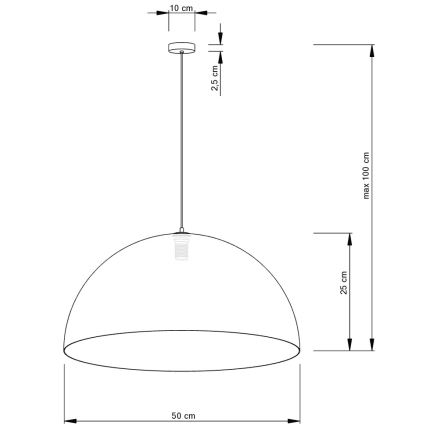 Φωτιστικό οροφής με καλώδιο SFERA 1xE27/60W/230V διάμ. 50 εκ. μαύρο/χρυσό