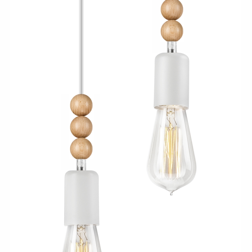 Φωτιστικό οροφής με καλώδιο SIMON 2xE27/60W/230V λευκό/οξιά