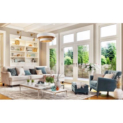 Φωτιστικό οροφής με καλώδιο TRINITI 1xE27/60W/230V λευκό/χρυσό