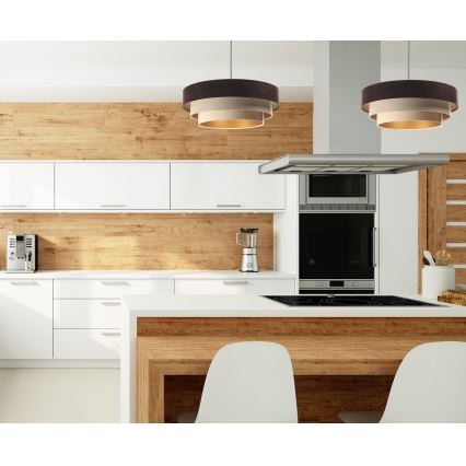 Φωτιστικό οροφής με καλώδιο TRINITI 1xE27/60W/230V καφέ/μπεζ/χρυσό