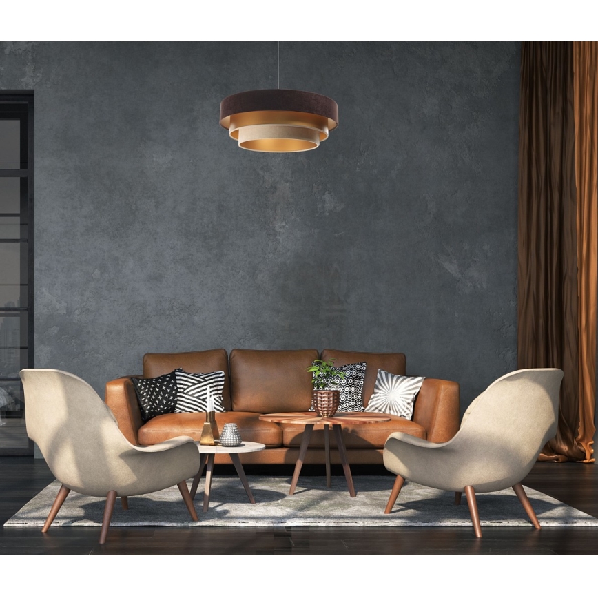 Φωτιστικό οροφής με καλώδιο TRINITI 1xE27/60W/230V καφέ/χρυσό/μπεζ