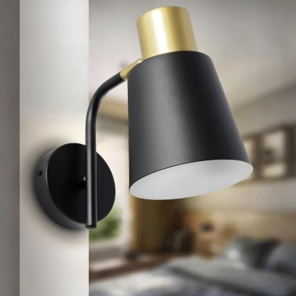 Φωτιστικό τοίχου 1xE27/20W/230V μαύρο/χρυσό
