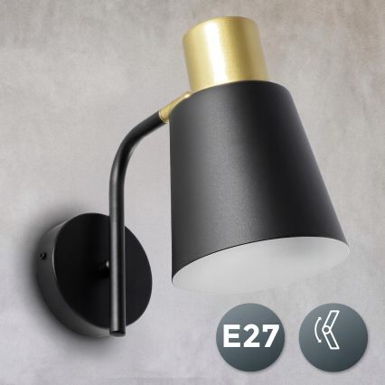 Φωτιστικό τοίχου 1xE27/20W/230V μαύρο/χρυσό