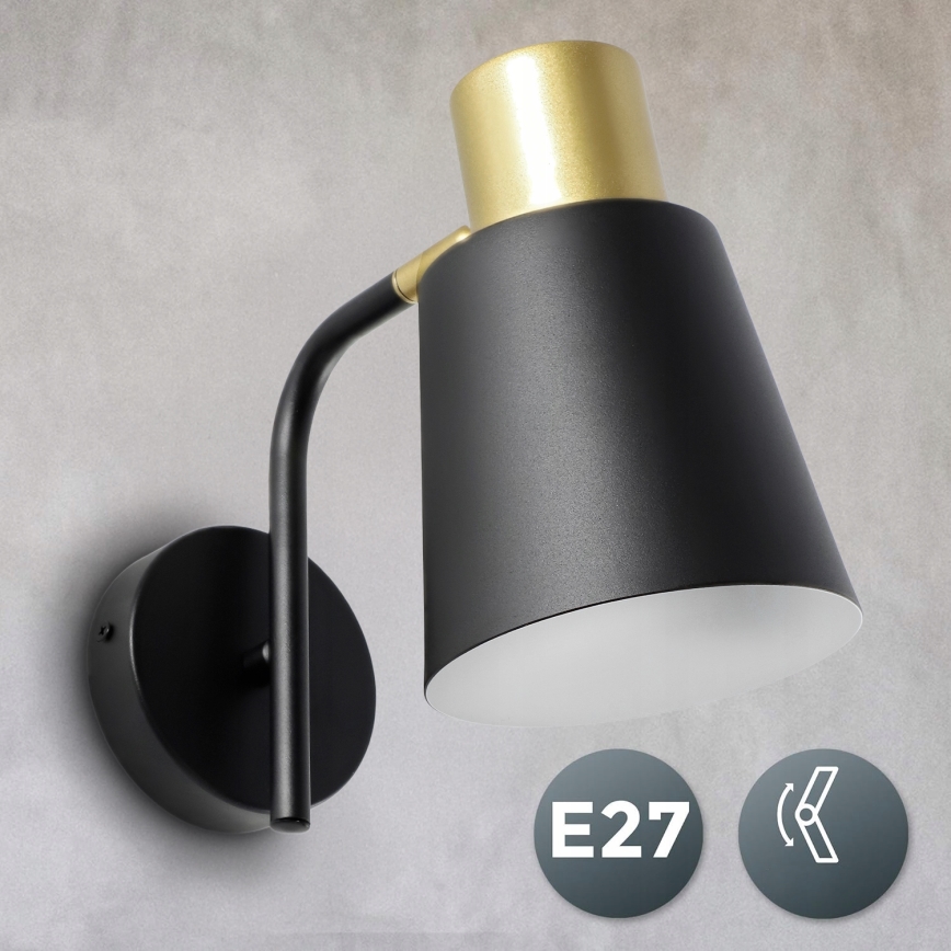 Φωτιστικό τοίχου 1xE27/20W/230V μαύρο/χρυσό