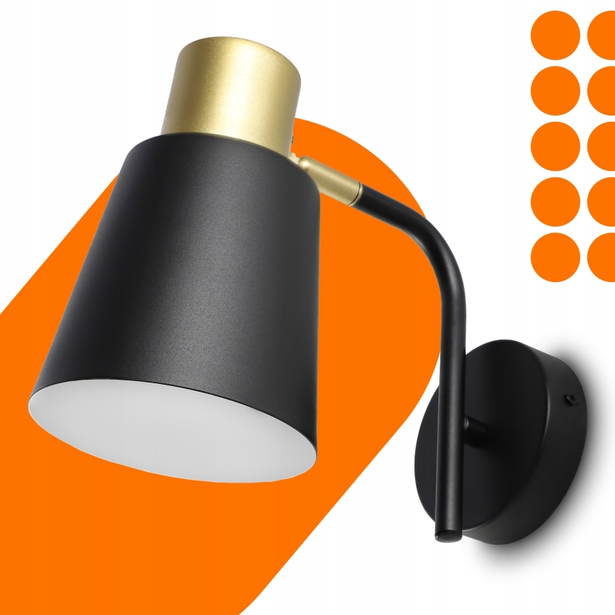 Φωτιστικό τοίχου 1xE27/20W/230V μαύρο/χρυσό