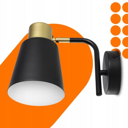 Φωτιστικό τοίχου 1xE27/20W/230V μαύρο/χρυσό