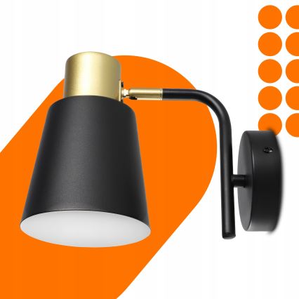 Φωτιστικό τοίχου 1xE27/20W/230V μαύρο/χρυσό