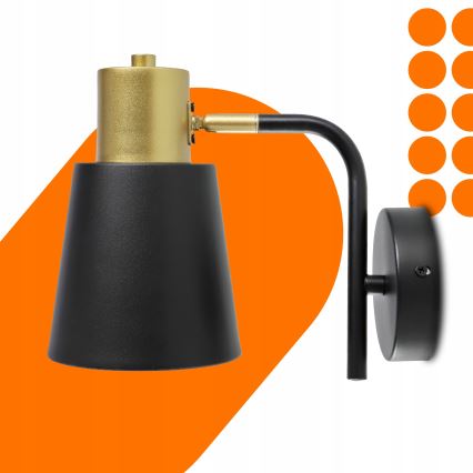 Φωτιστικό τοίχου 1xE27/20W/230V μαύρο/χρυσό