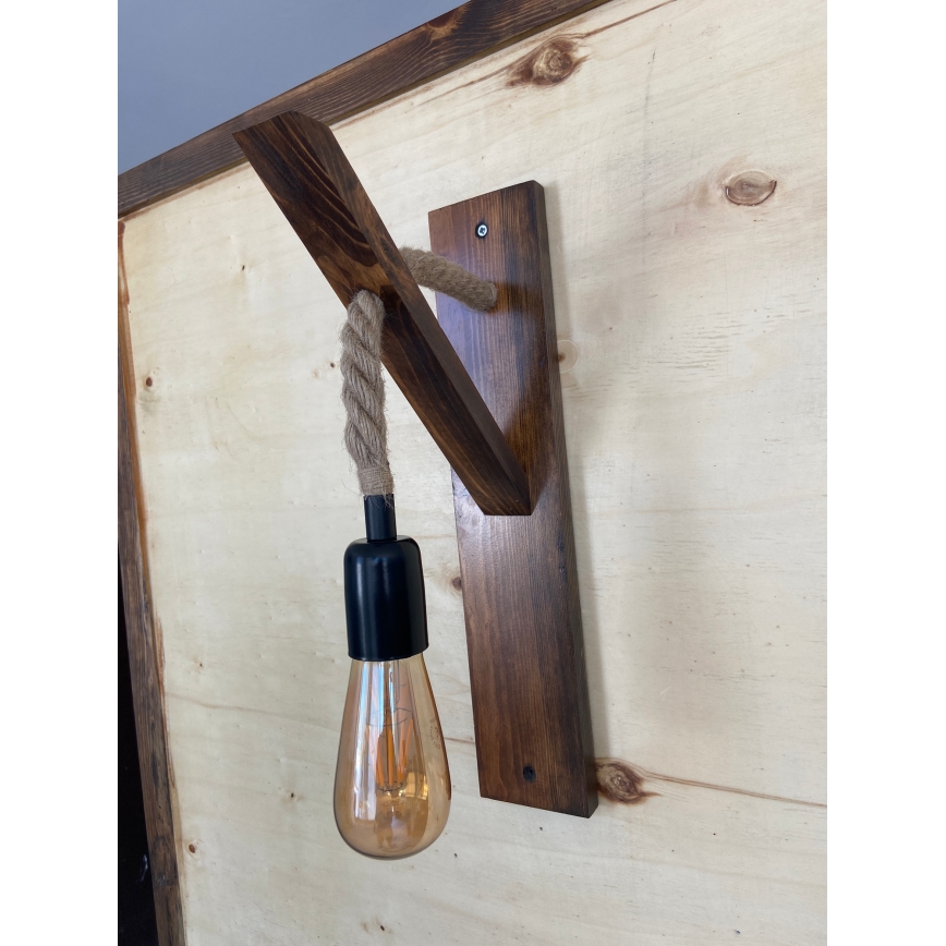 Φωτιστικό τοίχου AHSAP 1xE27/40W/230V, πεύκο/καρυδιά