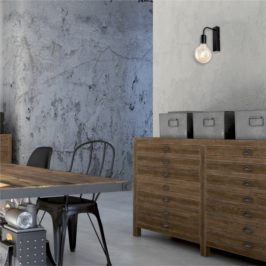 Φωτιστικό τοίχου ASTRID 1xE27/60W/230V γυαλιστερό μαύρο