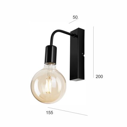 Φωτιστικό τοίχου ASTRID 1xE27/60W/230V γυαλιστερό μαύρο