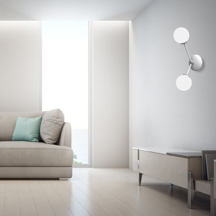 Φωτιστικό τοίχου JOY 2xE14/40W/230V λευκό/ γυαλιστερό χρώμιο