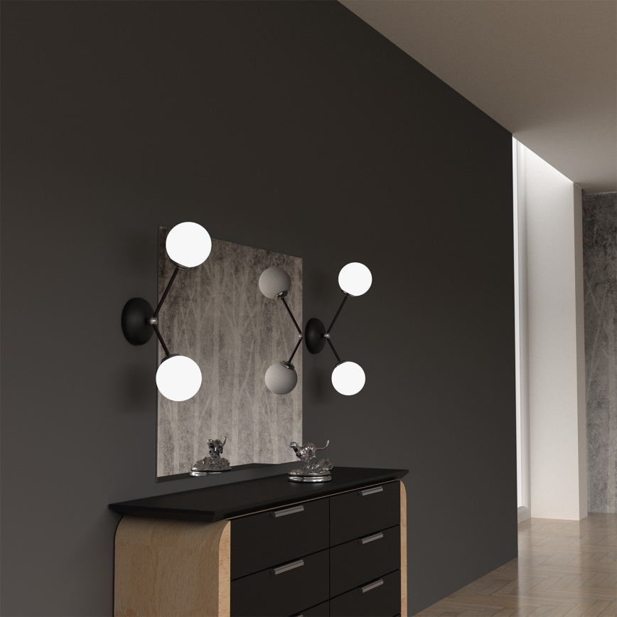 Φωτιστικό τοίχου JOY 2xE14/40W/230V μαύρο/ γυαλιστερό χρώμιο