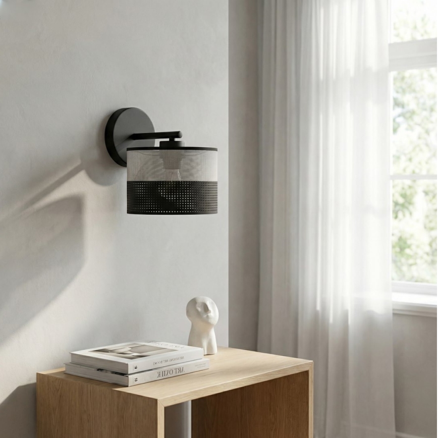 Φωτιστικό τοίχου KARBON 1xE27/15W/230V μαύρο/γκρίζο