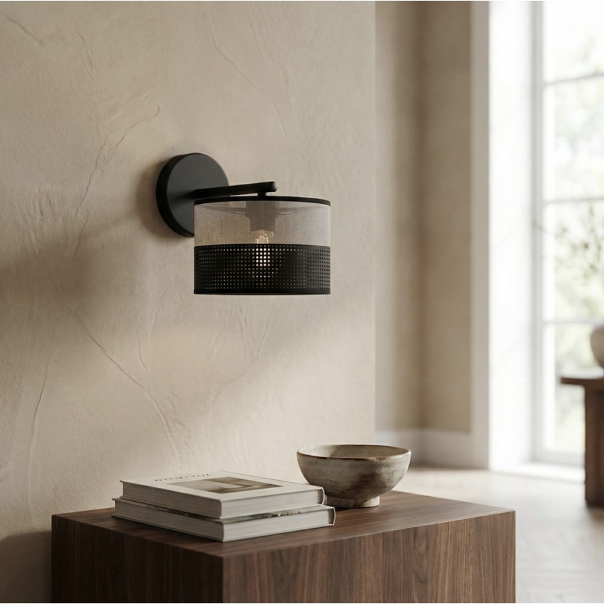 Φωτιστικό τοίχου KARBON 1xE27/15W/230V μαύρο/γκρίζο