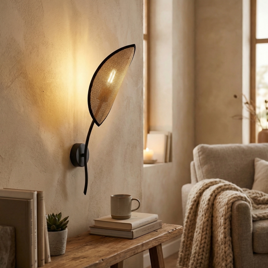 Φωτιστικό τοίχου LOTUS 1xE14/10W/230V μαύρο/μπεζ