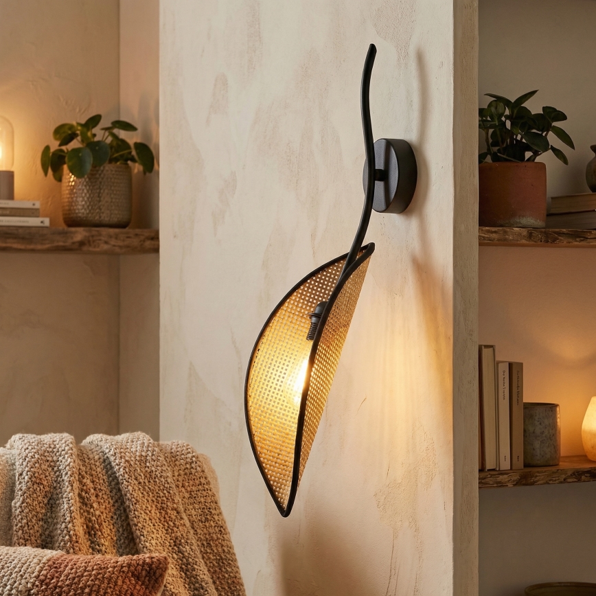 Φωτιστικό τοίχου LOTUS 1xE14/10W/230V μαύρο/μπεζ