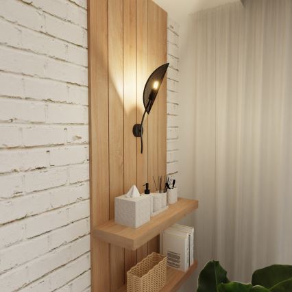 Φωτιστικό τοίχου LOTUS 1xE14/10W/230V μαύρο/χρυσαφί