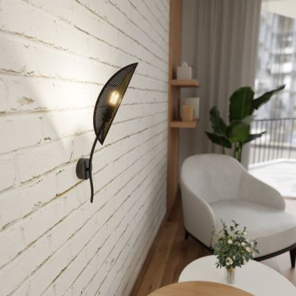 Φωτιστικό τοίχου LOTUS 1xE14/10W/230V μαύρο/χρυσαφί