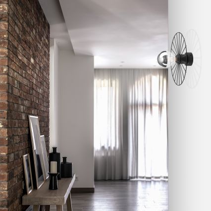 Φωτιστικό τοίχου MONTANA 1xE27/15W/230V διάμετρος 30 cm μαύρο