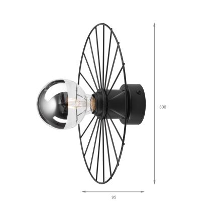 Φωτιστικό τοίχου MONTANA 1xE27/15W/230V διάμετρος 30 cm μαύρο