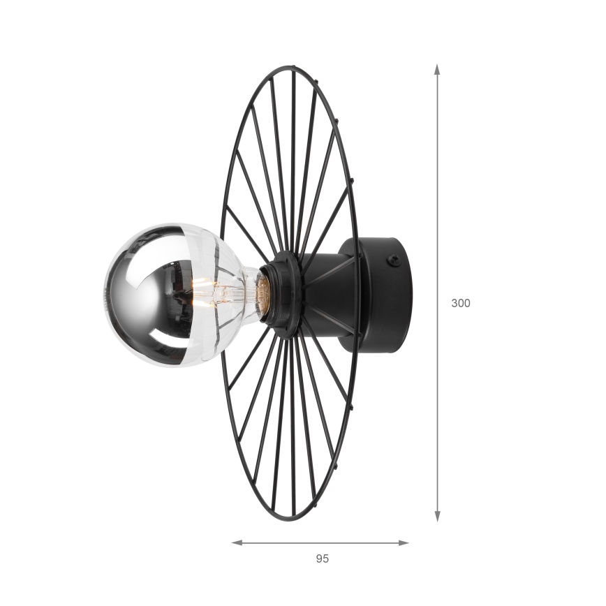 Φωτιστικό τοίχου MONTANA 1xE27/15W/230V διάμετρος 30 cm μαύρο